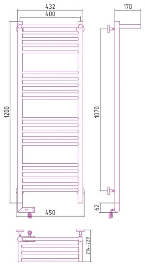 Полотенцесушитель электрический Сунержа Богема 2.0 с полкой 1200x400
